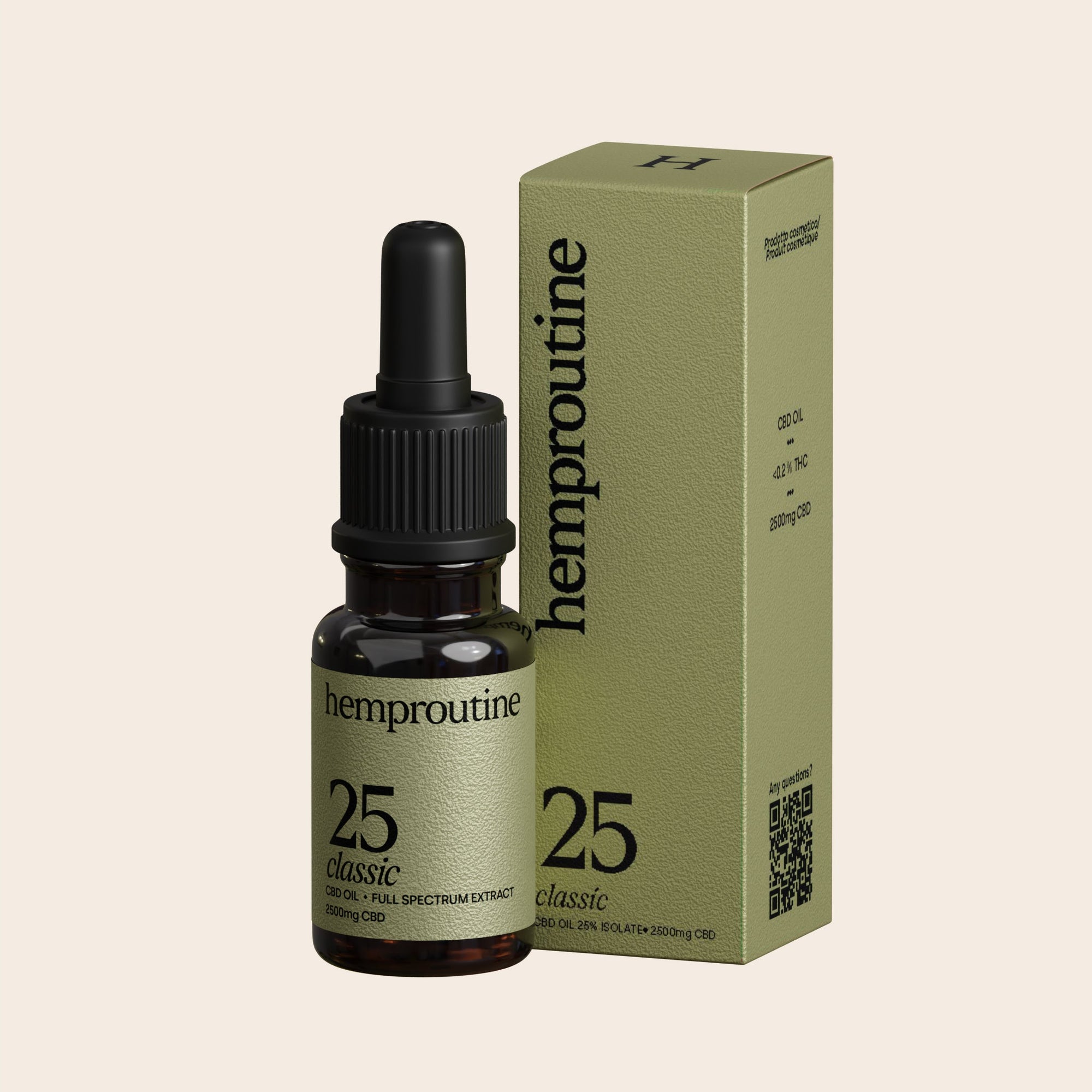 Olio CBD Hemproutine Classic 25 %, formula potente per un supporto intensivo