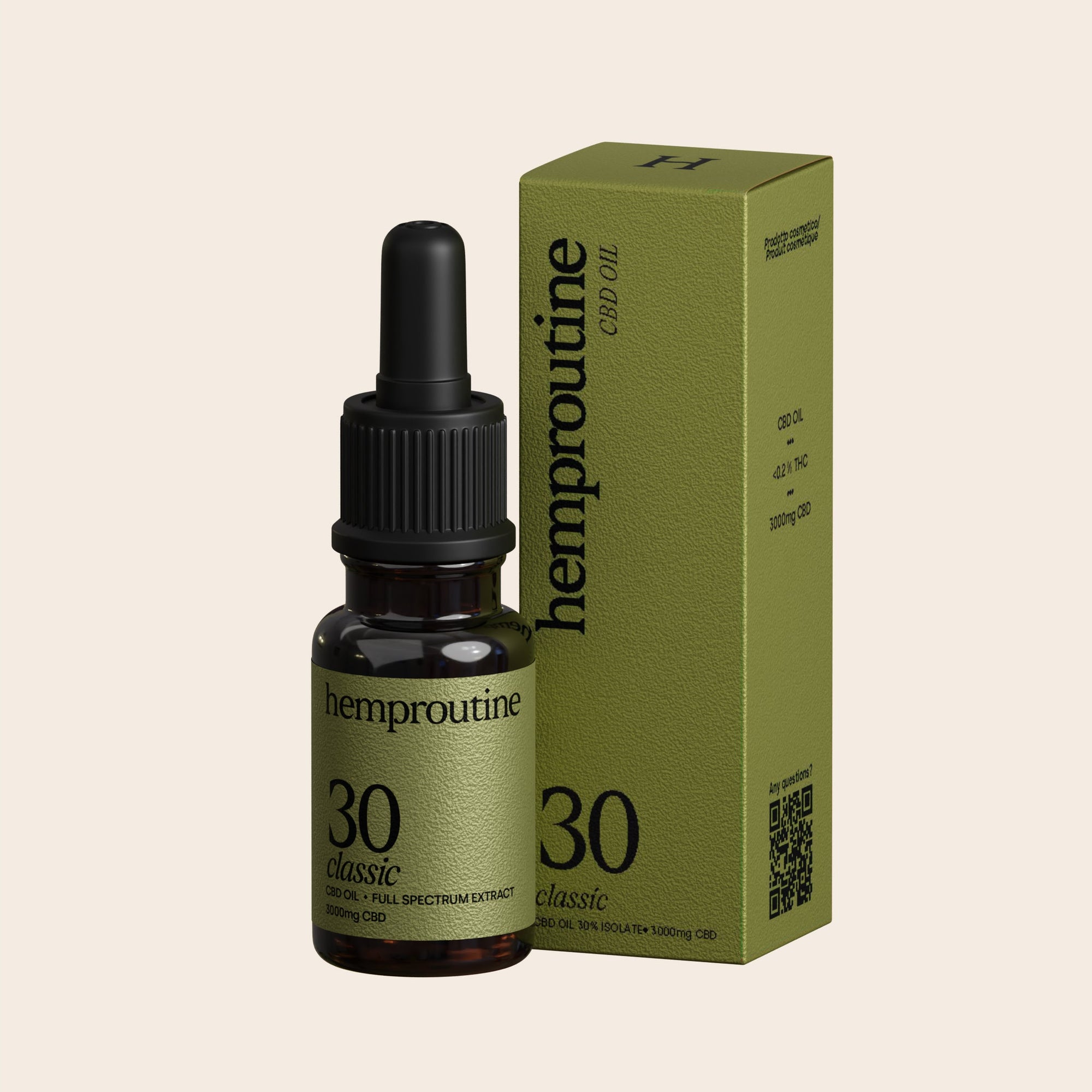 Olio CBD Hemproutine Classic 30 %, alta concentrazione per massima efficacia