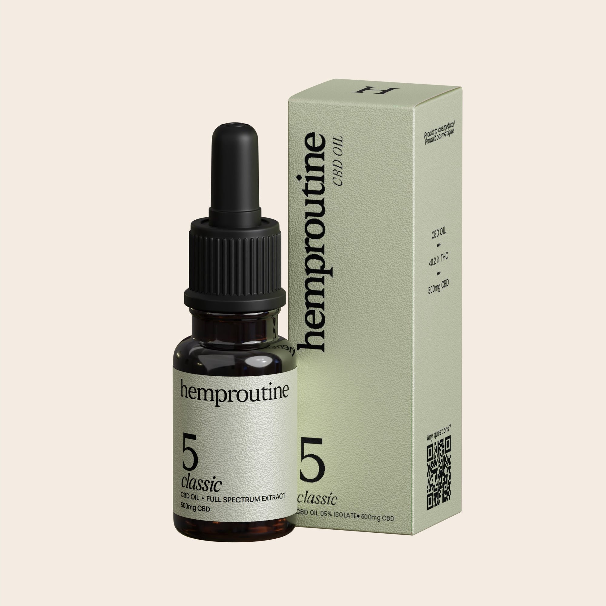Olio CBD Hemproutine Classic 5 %, formula leggera per iniziare con serenità
