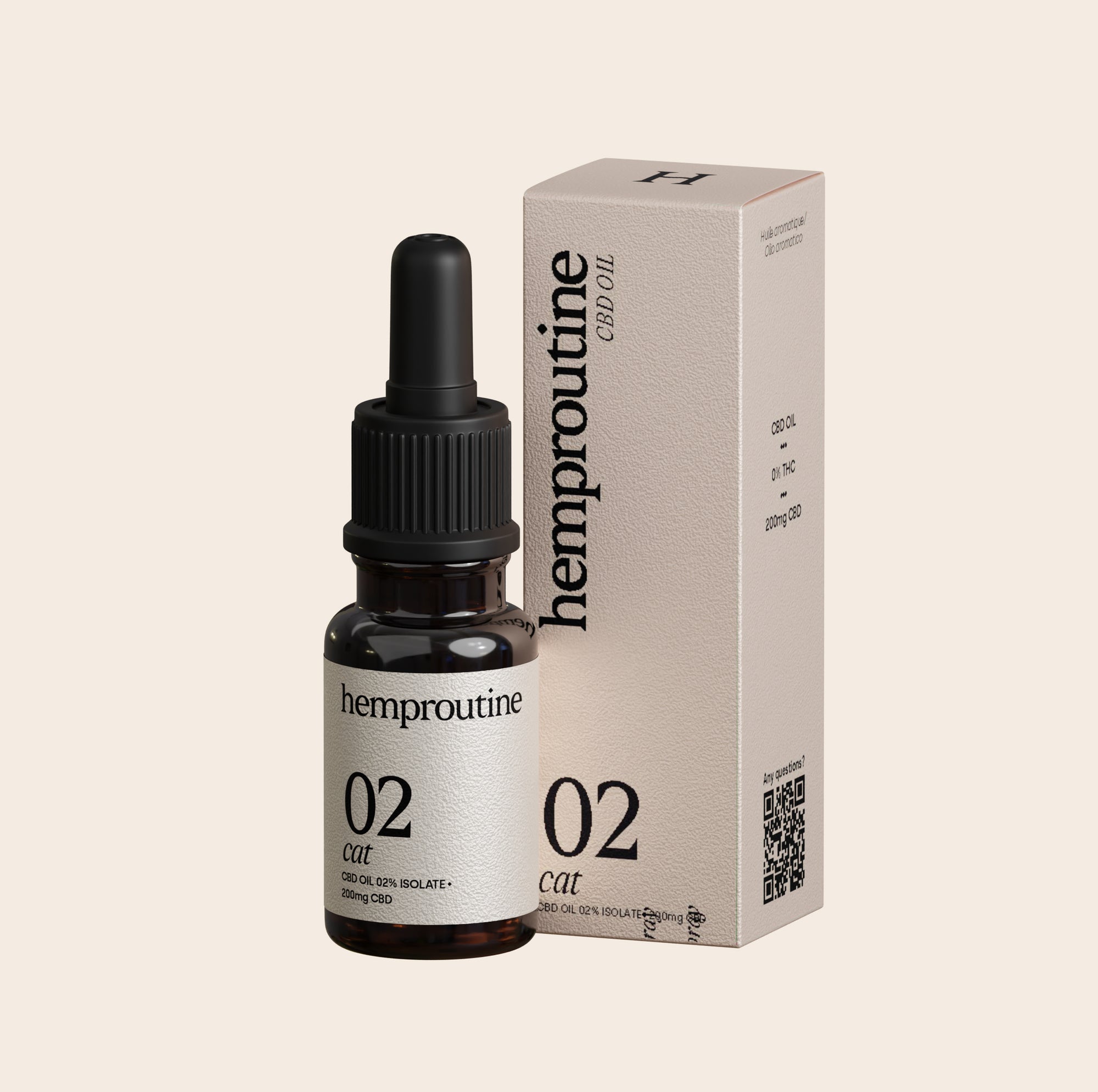 Olio CBD Hemproutine 2 % per gatti, formula delicata per la serenità quotidiana