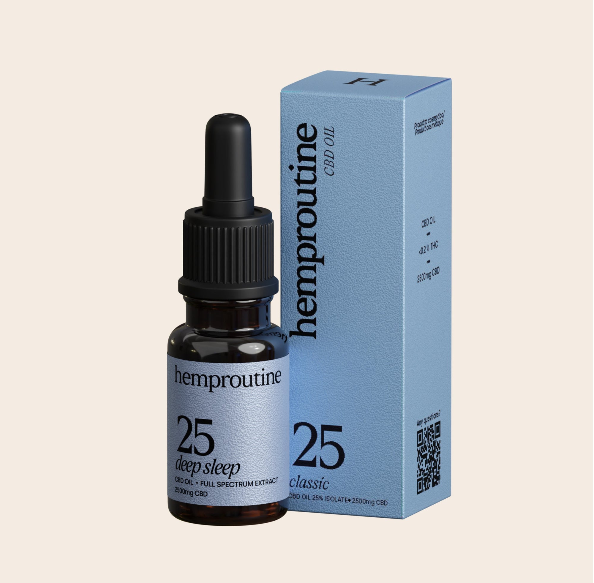 Olio CBD Hemproutine Sleep 25 % con formula potenziata, per un riposo profondo